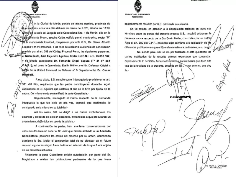 Mor&oacute;n: Ariel Aguilera cerr&oacute; por conciliaci&oacute;n la causa por injurias y calumnias