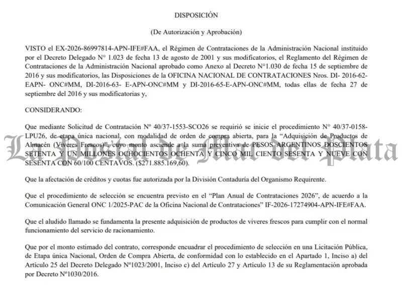 Defensa prev&eacute; consumir en cuatro meses una provisi&oacute;n de alimentos valuada en casi 272 millones de pesos