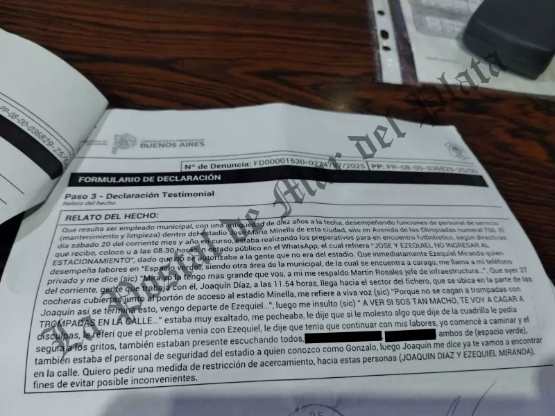 Empleado municipal de Mar del Plata denunció amenazas y pidió restricción contra 2 compañeros en el EMDeR