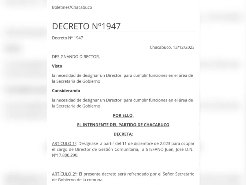 Tensión en Chacabuco: cuestionan a Juan José Stefano por su rol como funcionario
