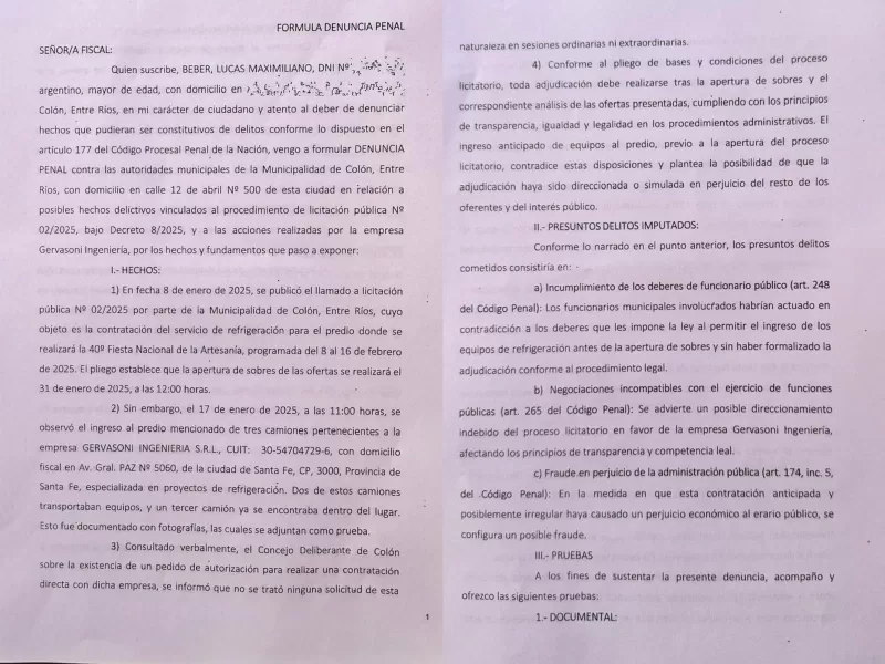 Entre ríos: grave denuncia por falta de transparencia en la organización de la Fiesta Nacional de la Artesanía 2025 en Colón