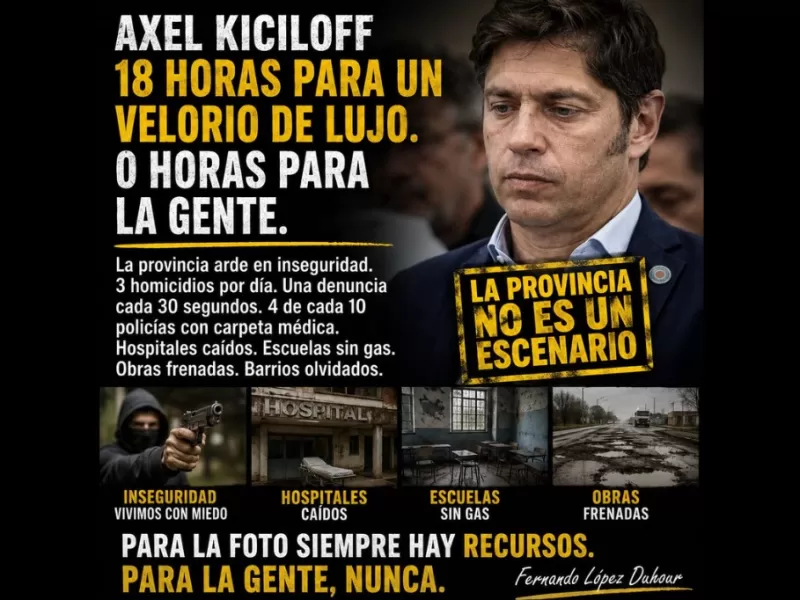 Con el coraz&oacute;n partido entre el adi&oacute;s al Indio y la bronca con Kicillof por una provincia que arde