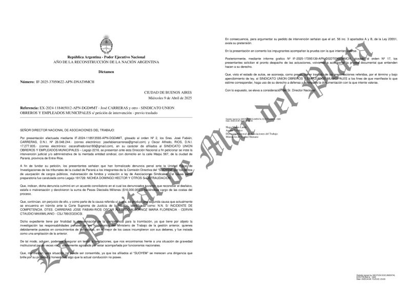 ¡Escándalo! ¿La Secretaría de Trabajo habría recibido coimas de un sindicalista entrerriano?