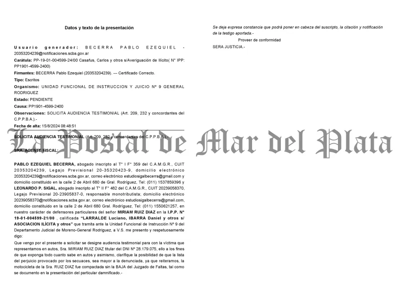 El jefe de Gabinete de General Rodríguez ahora sumó una nueva denuncia penal