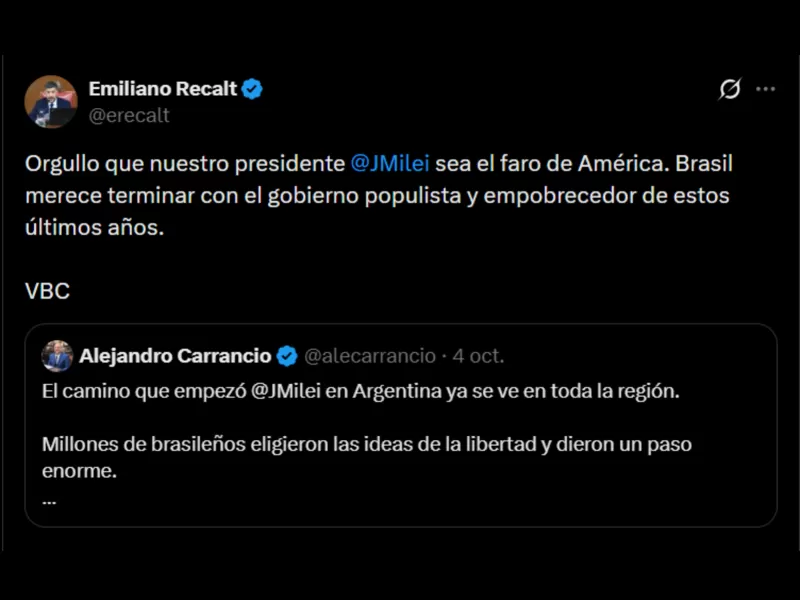 Papel&oacute;n libertario en Mar del Plata: Recalt y Carrancio festejaron antes de tiempo la supuesta victoria de Bolsonaro