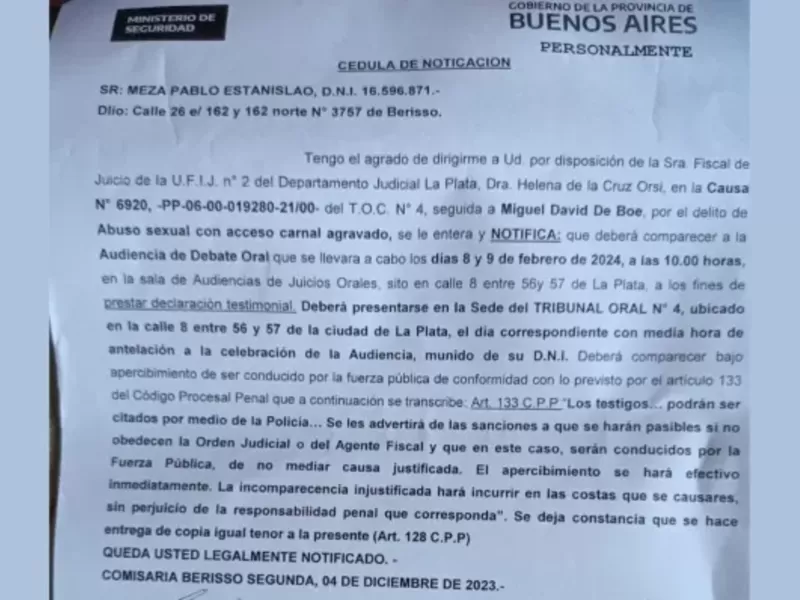 Arranca el juicio oral por el abuso sexual de una nena ocurrido en Berisso
