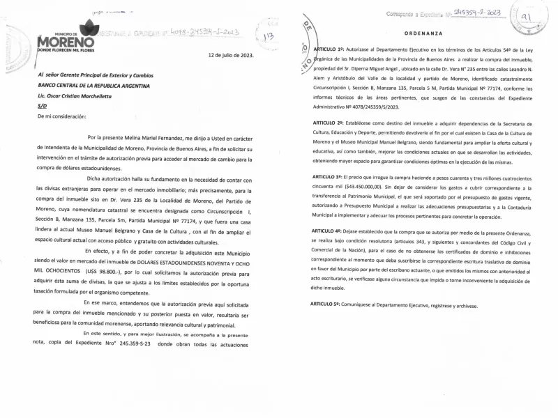 Moreno: la intendente Fernández le compró una propiedad a un subversivo de los '70