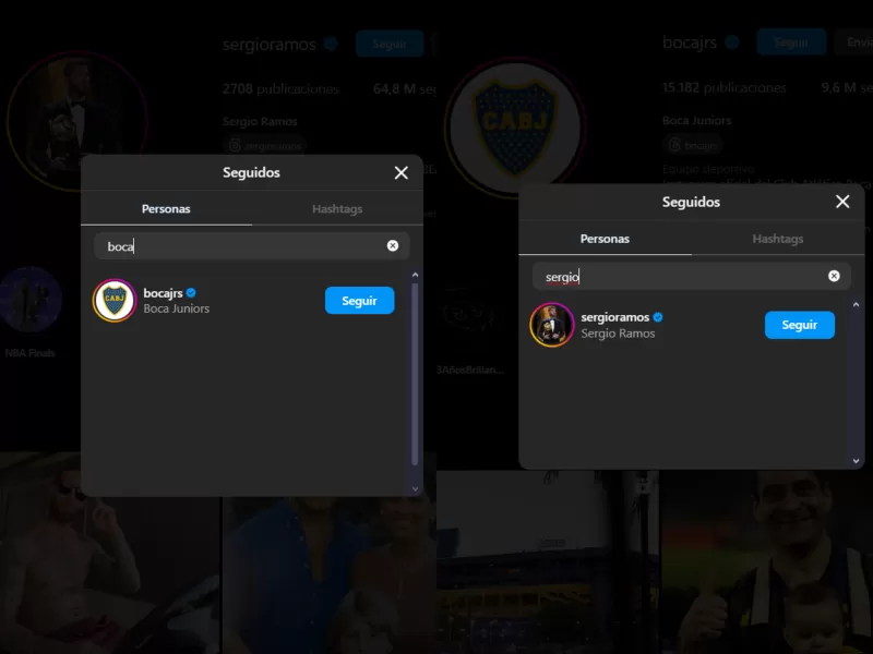El defensor español Sergio Ramos y el Club Atlético Boca Juniors se siguieron mutuamente en Instagram de manera fugaz