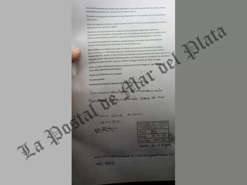 Vecinos de Fortunato de la Plaza en Mar del Plata reclaman la intervención del Municipio por irregularidades en la sociedad de fomento