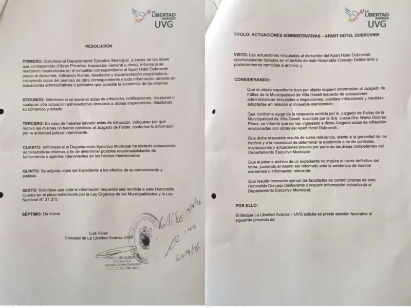 Luis Vivas pidi&oacute; nuevos informes en Villa Gesell tras el archivo del expediente por el derrumbe del Apart Hotel Dubrovnik