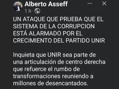 Asseff denunci&oacute; una campa&ntilde;a de difamaci&oacute;n contra UNIR y reivindic&oacute; la transparencia partidaria