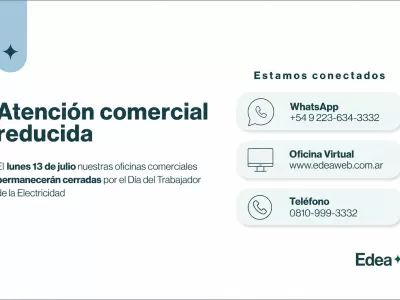 EDEA tendr&aacute; atenci&oacute;n comercial presencial el pr&oacute;ximo lunes 13 de julio